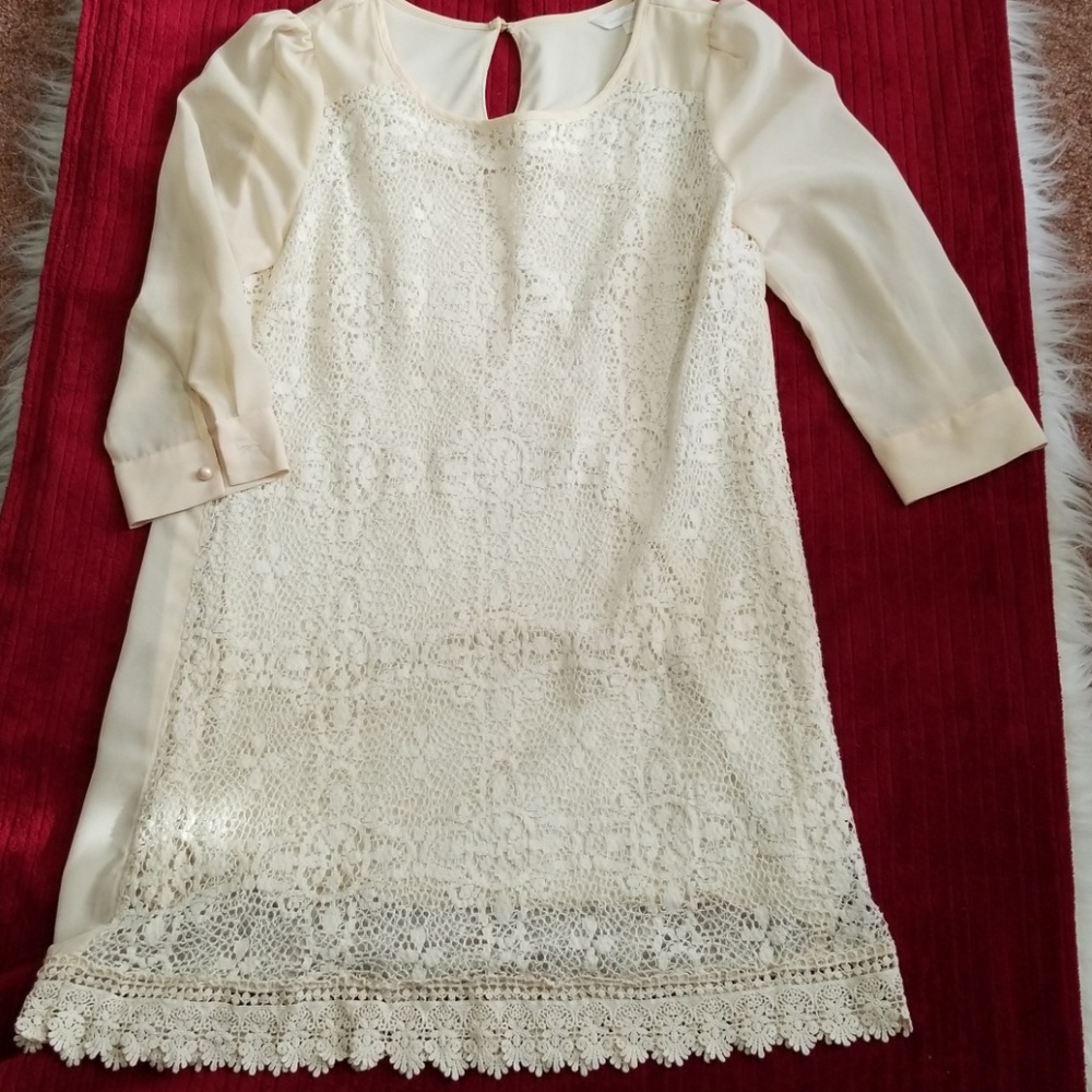 Charming Charlie laced cream dress. Size L